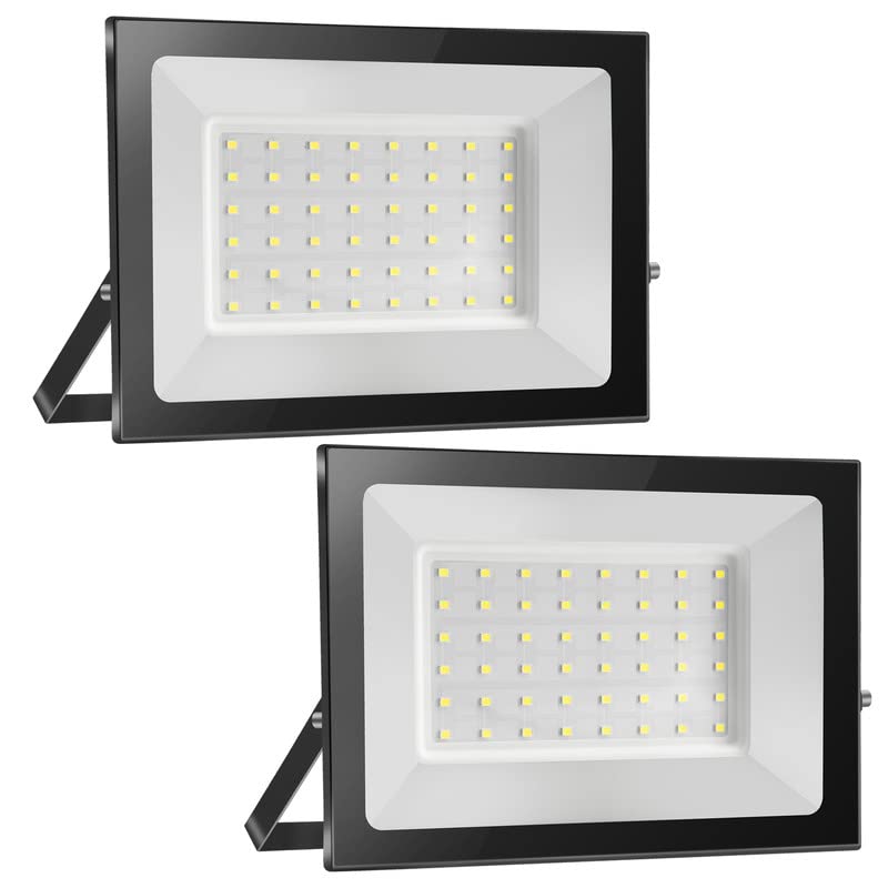 Probapro 2pcs 50W Strahler Außen, Außenstrahler LED Fluter 5000LM 6000K Kaltweiß Scheinwerfer Flutlicht IP65 Wasserdicht, Aussenstrahler für Hinterhof, Garten, Werkstatt