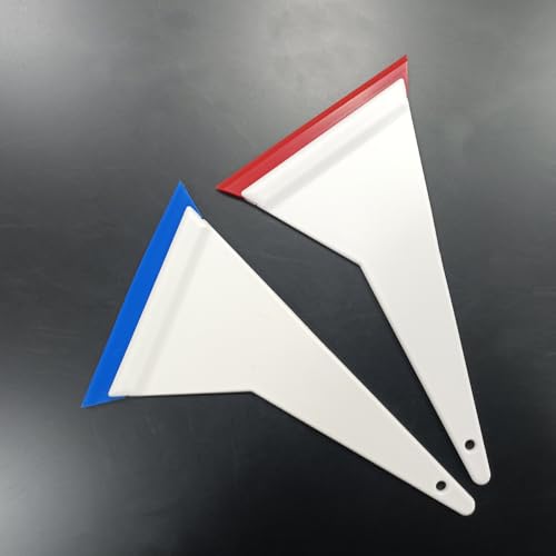 Image of Window Tint Tools Side Swipe Plastic Long Handle Tint Squeegee,Window Tint Squeegee with 3Pcs Red PU Bevel Blades for Window Tinting Application