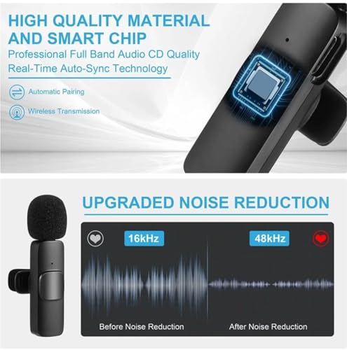 Image of Gentail K9 Dual Wireless Lavalier Microphone for Smartphone | Noise Cancellation Clip Mic with Receiver for Interviews, Vlogging, YouTube, Reels & Live Streaming (K9)