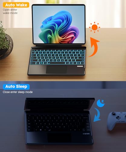 Image of Surface Pro 3 /4 /5 /6 /7 /7+ Keyboard, Ultra-Slim Wireless Bluetooth Surface Keyboard with Palm-Rejection Trackpad, 7-Color Backlit, Sleep /Wake Function, Long Battery Life