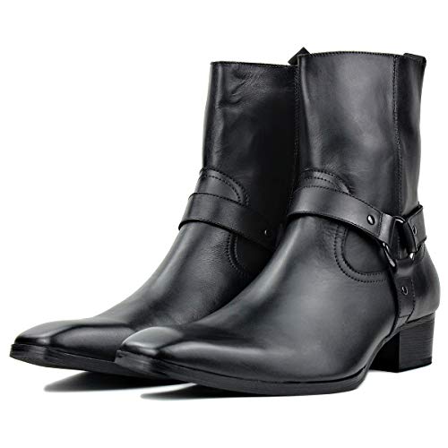 Men's Genuine Leather Ankle Glitter Stylish Fashion Chelsea Casual Walking Dress Boots with Zipper CD-JY015-R2