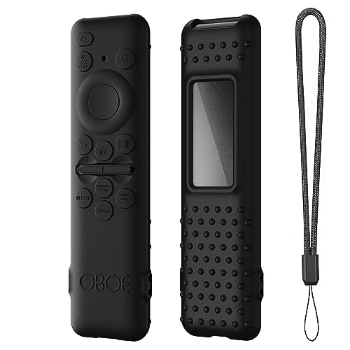 Image of OBOE Silicone TV Remote Cover for Samsung Smart TV TM-2360 E, Black | 2023 Model, Protective Key Cover Case, Lanyard Included, Remote Not Included