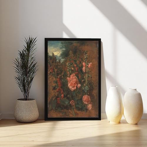 Impression sur toile de roses trémières John Constable cadre 30x45 cm - 6