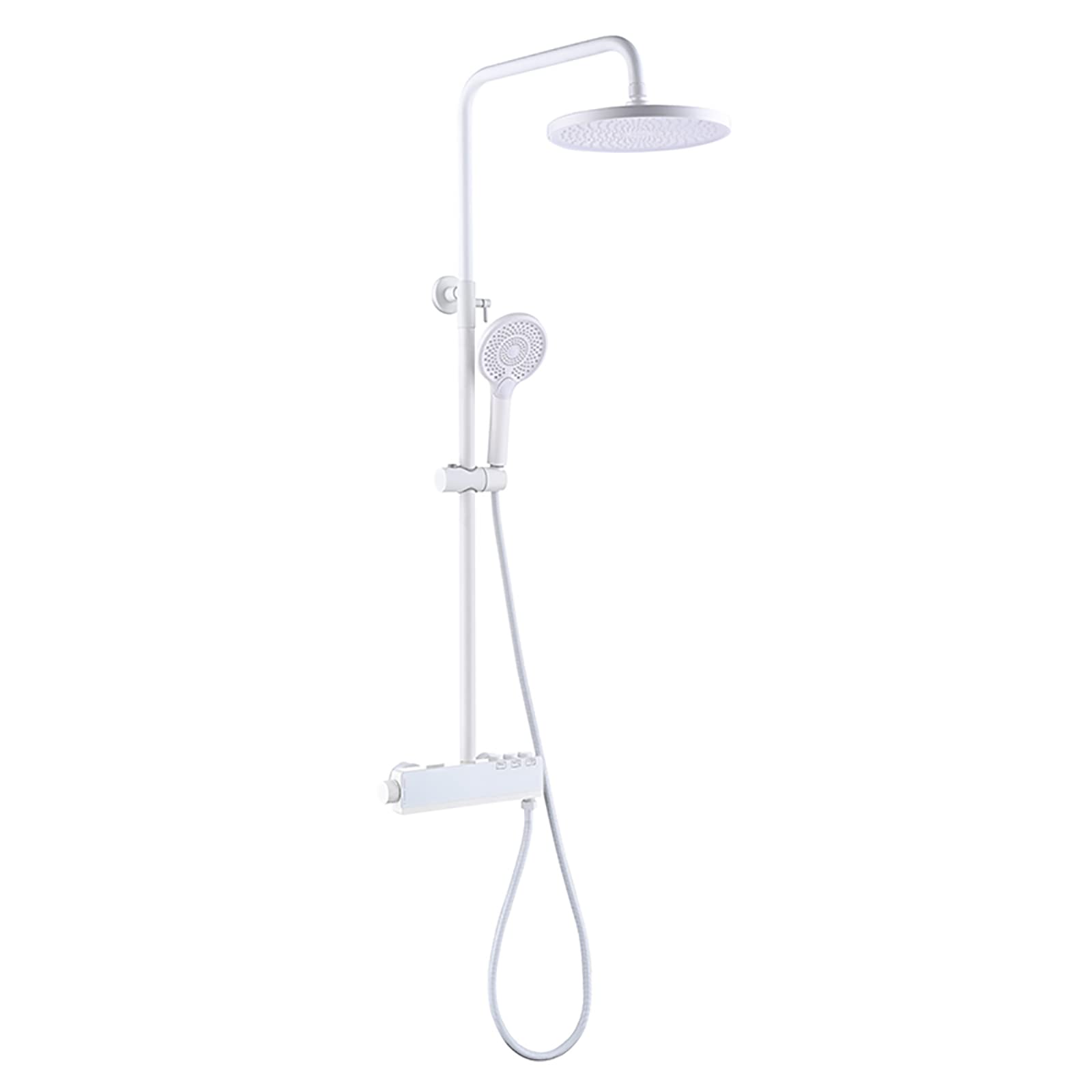 WOTZOV Shower System With Digital Display, Faucet Set 10 Inches Combo Wall Mounted Rain Mixer With Tub Spout, Head, Handheld,Gun Gray，Blanc