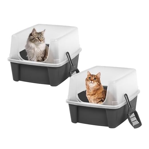 Iris Ohyama Arenero Gato Lote de 2, hasta 7kg, Gris, Caixa de areia para Gatos, Caja, para Gatos Grandes y pequeños, Cagadero, Caixa, WC, Fácil Limpieza, Libre de BPA, Cat Litter Box, CLH-12