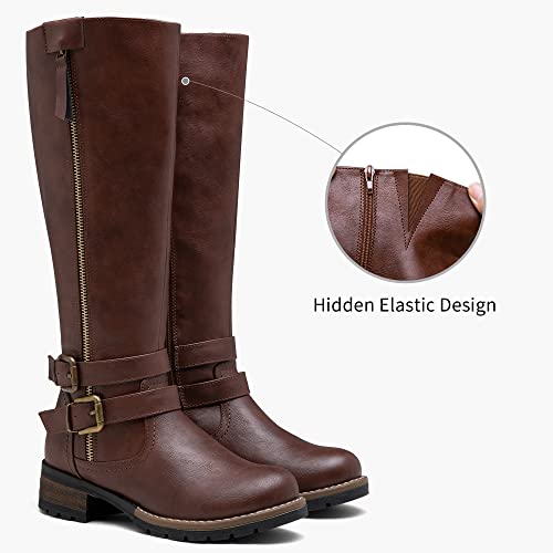 Jeossy Knee High Boots for Women, Classic Tall Riding Boots Low Heel with Inside Zipper Works and Outside Zip Decorative3