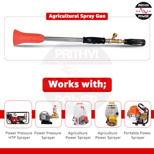 Image of Portable Power 8.5MM Sprayer Gun Long with Flower Cap for Use in Agriculture, Horticulture, Farm, Green House Fit to HTP and Power Sprayer Brass SS and ABS Plastic Gun (Red)