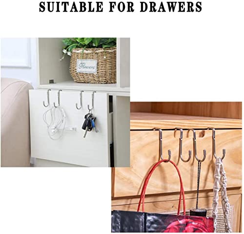 Image of JIALTO 2 PCS Over The Door Drawer Cabinet Hook, S.S 304 Stainless Steel Double S-Shaped Holder Hanger, Heavy Duty Free Punching Door Back Hanging Clothes Organizer (Silver)