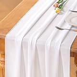 Socomi White Table Runner Easter Spring Boho Rustic 10ft 29x120 Inches Wedding Centerpiece Runner Decor Sheer Bridal Shower Birthday Party Decorations