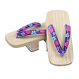 [cnstone] 二枚歯下駄 サンダル下駄 浴衣用 桐下駄 女性 痛くない 浴衣 着物 和装小物 ナチュラル レトロ 花火大会 夕涼み会 夏祭り 花柄夏単品 (花柄1, measurement_23_point_0_centimeters)