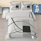 Abstrakt Geometrisch Baby Bettwäsche Set 100x135 - Schwarz Grau Weiß Muster Kinderbettwäsche 2 Teilig - Modern Mikrofaser Bettbezug, 1 Kissenbezug 40x60 mit Reißverschluss Fhj129