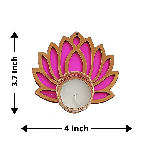 GIFT JAIPUR Handmade 7 Pc Pink Lotus Chudi Diya Rangoli Candles with Wax for Diwali Ganesh Chaturthi Laxmi Pooja Home Temple Rangoli Diya Floor Decoration