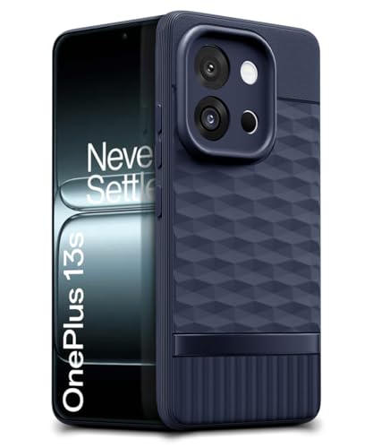 Image of WOW IMAGINE Back Cover for 1+ OnePlus 13s 5G with Hexa Cube Design | Ultra Slim Soft Rubberised Case | Inner Velvet Fabric | Matte Silicone Flexible Mobile Case | Camera Protection - Blue