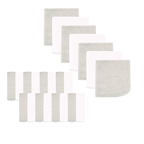 Image of Luvable Friends Unisex Baby Super Soft Bundle Washcloths, Neutral Gray, One Size