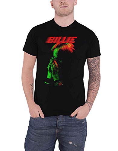 Billie Eilish T Shirt Hands and Face Logo Nouveau Officiel Unisex Noir Size XL