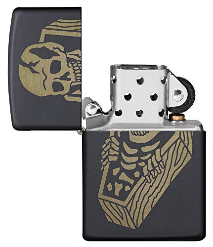 Encendedor Zippo Skeleton Coffin Black Matte miniatura 4