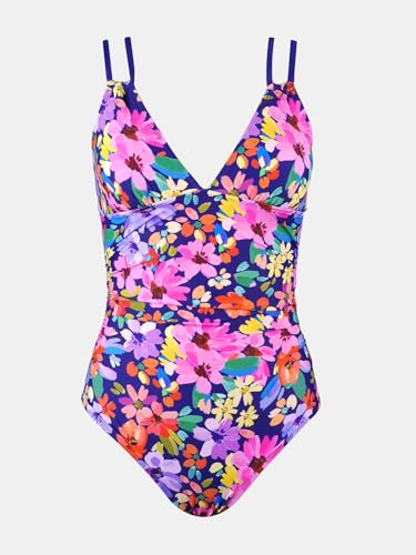 Image of CUPSHE Women's V Neck One Piece Cutout Tummy Control Swimsuit | Double Adjustable Straps,Back Cutout,O Ring,Soft Removable Cups,Flattering Bathing Suit For Vacation And Beach