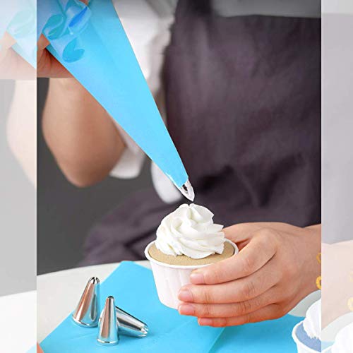 16 Pcs Reusable Pastry Piping Bags Silicone Icing Bags With 8 Coupler For Icing Frosting Decorate Cake, (10,12,14,16 Inch) #TOP2