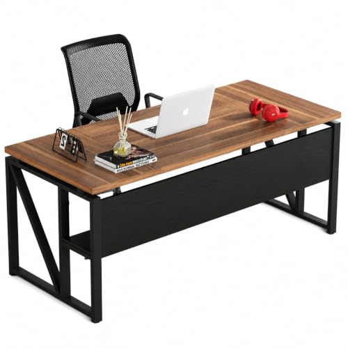 Image of Executive Desk for Home & Office| Executive Desk for Office, Laptop Table, Study Table, Modern Workstation |Walnut Cream & Black |DIY | 160x80x75 CM