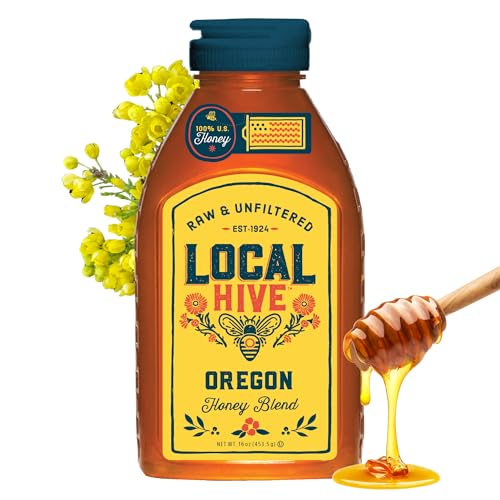 Image of Local Hive Oregon Raw & Unfiltered - 16 oz | 100% Pure U.S. Honey | Natural Sweetener Sourced from American Bees & Beekeepers | Smooth Earthy Flavor | Ideal for Tea, Baking & Cooking