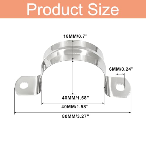 Image of Hitefu Stainless Steel Rigid Pipe Strap, M40 1-1 /2 inch, 30PCS | Two Hole Strap, U Bracket Pipe Clamps, Heavy Duty, For Conduit and Cables