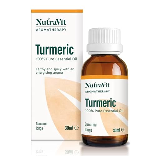 NutraVit - Indian Turmeric Oil | 100% Pure Turmeric Essential Oil - 30ml - Therapeutic Grade Aromatherapy Oil - Diffuser, Humidifier & Massage | for Dry Skin, Sore Muscles & Uneven Skin Tone