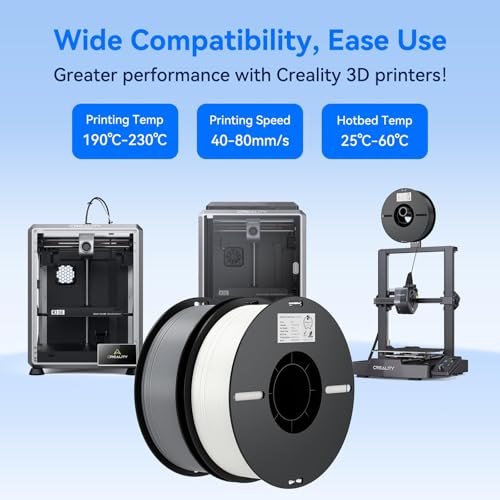 Image of Creality PLA Filament 1.75mm Bundle 4KG, High Precision + /-0.02mm 3D Printer Filament, Consistent Extrusion, Smooth Printing, 4 Pack 1KG Spool,Fits for Most FDM 3D Printers(Black,White,Red,Blue)