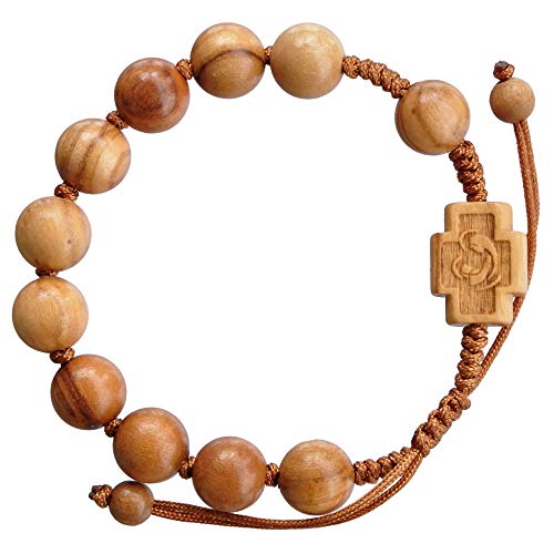 Sine Cera Olive Wood 1 Decade Catholic Rosary Bracelet, Smooth 10mm Beads2