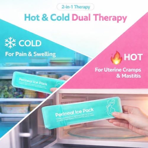 Image of Perineal Cooling Pad, Postpartum Cold Packs Gel Bead Ice Pack Cold Therapy for Women After Pregnancy and Delivery, 2 Ice Pack and 3 Cover (Green Gel Ice Pack)