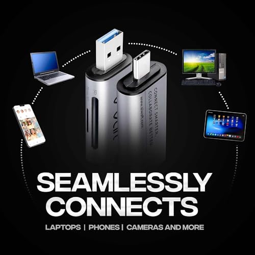Image of AIWaft 2-in-1 High-Speed Card Reader | USB 3.0 & Type-C | Premium Aluminum Body with Protective Case | Supports SD, SDHC, SDXC, MicroSD | Fast Data Transfer & OTG Compatible for All Devices
