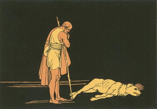 Impression sur toile Ulysse et son chien Flaxman 60x90cm reproduction d'art