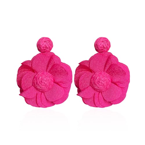 KBRPEY Orecchini Fiore Tessuto Eleganti Camellia Petali Stratificati Gioielli Donna Accessori Matrimonio Cerimonia Primavera Estate