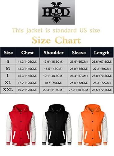 Hood Crew Mens Casual Sports Varsity Jacket Fashion Hooded Letterman Jackets Black M #TOP6