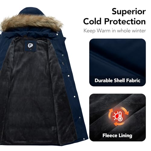 Garemcy Women's Winter Coat Water Repellent Long Puffer Jacket Warm Parka with Detachable Fur-trim Hood3