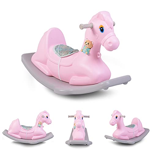 Moni Schaukeltier Pferd 18101 Napoleon aus Kunststoff drinnen draußen ab 1 Jahr, Farbe:rosa – Bild 3
