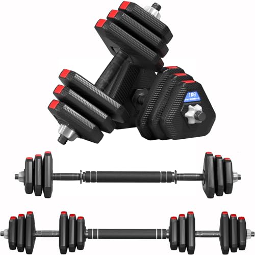 Adjustable Weight Dumbbell Set, 22LB/44LB/66LB Free Weights with Connector, 3 in 1 Dumbbells Barbell Set and Push Up Stand, Home Gym Fitness Exercises Suitable for Men Women (22)