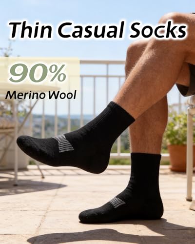 Image of 90% Merino Wool Socks for Men Athletic Ankle Socks for Women with Arch Support Breathable Soft Wool Ankle Socks,3 Pairs