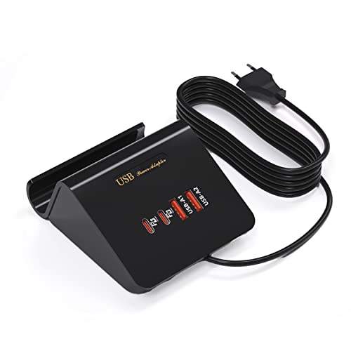 WUKUR 45W Caricatore USB C Multiplo da Tavolo,Stazione di Ricarica USB Multipla,Presa Multipla Carica Rapida Caricabatterie Per iphone/huawei/samsung/Android(Nero 45W)