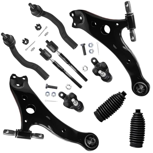 Image of Detroit Axle - Front End 10pc Suspension Kit for 2004-2006 Toyota Camry | Lexus ES330, 2004-2008 Solara, 2 Lower Control Arms 2 Ball Joints 4 Inner & Outer Tie Rods 2 Boots Replacement