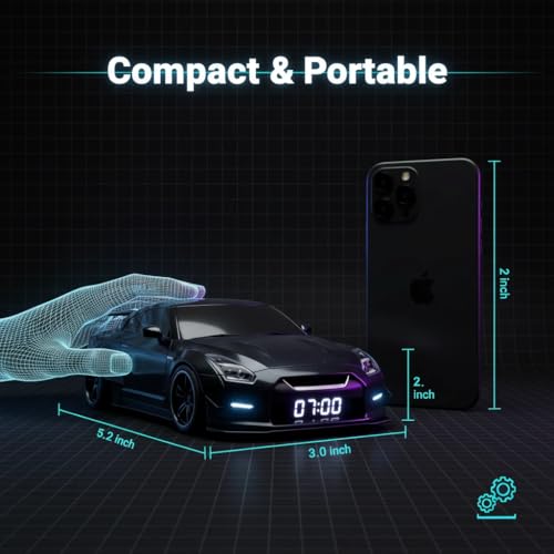 Image of Hypercar Alarm Clock- Realistic Engine and Light Effects, Sports Car Desk Clock with Realistic Engine Sound & Light Effects, Race Cars Style Digital Alarm Clockd for Home Decor (Blue)