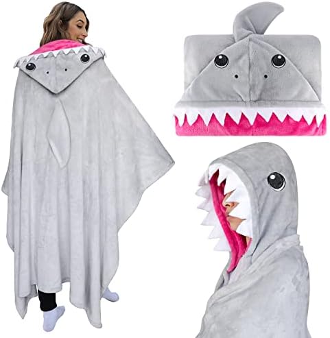 Shoppawhile Cat Gifts for Women Wearable Hooded Blanket Soft Cute Warm Fluffy Gifts for Cat Lovers Hooded Blanket 59*51 inch Cat Lover Gifts