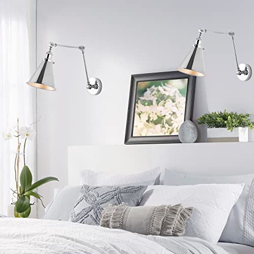 Image of JONATHAN Y Rover 1-Light Wall Sconce 7 inch, Chrome, Set of 2