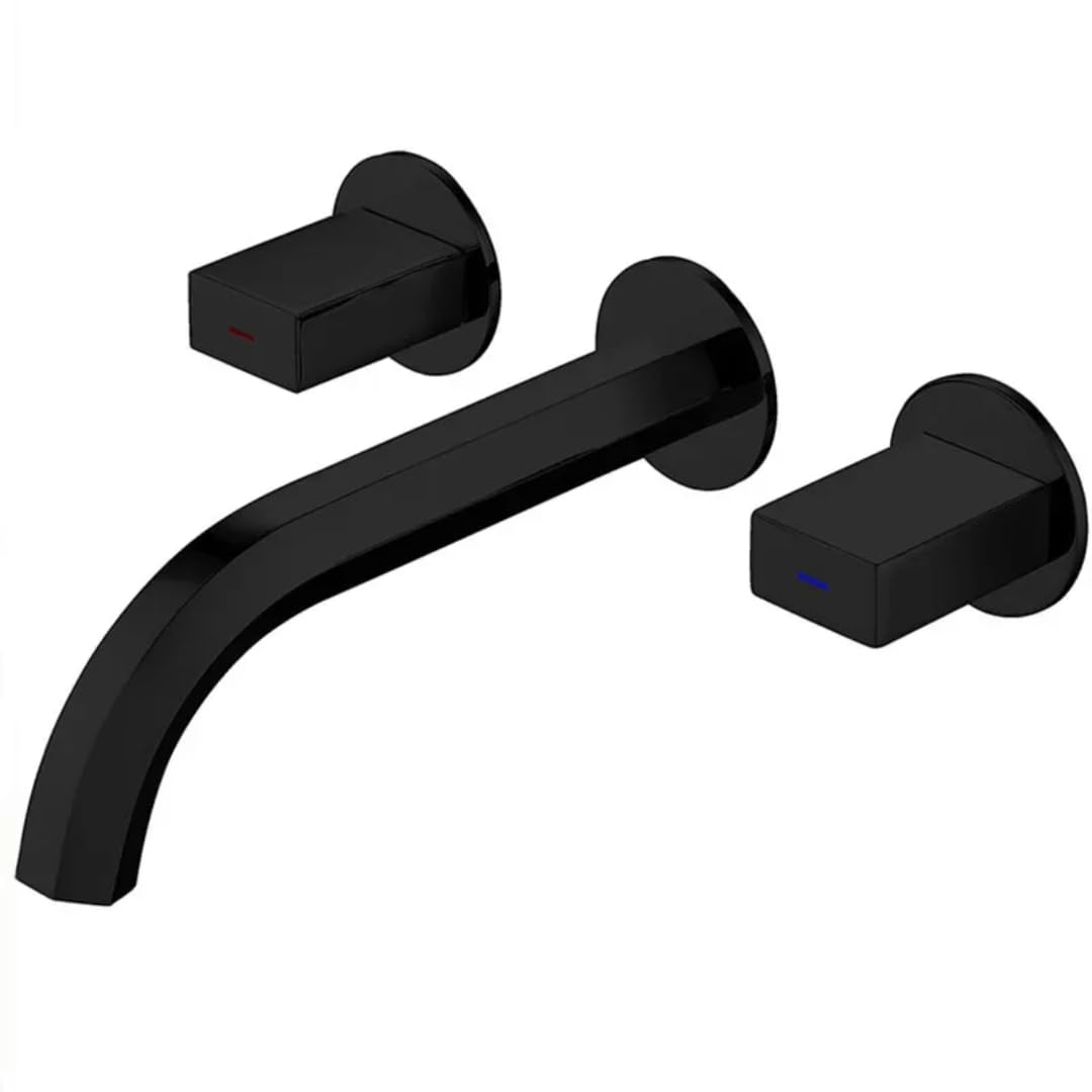 Grifo de lavabo de pared negro, la solución bimando para baños modernos con agua fría y caliente