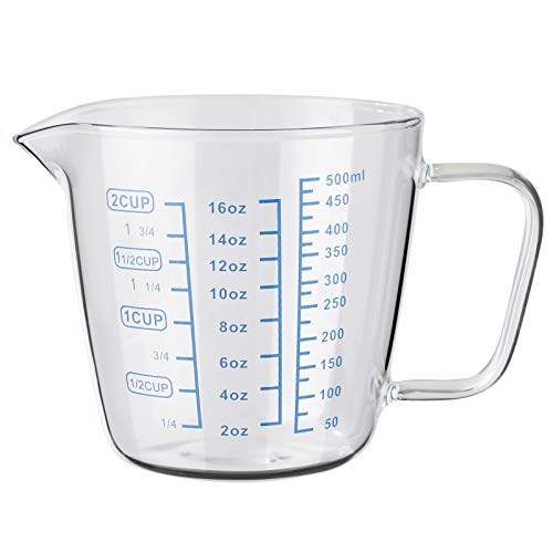 Iflower 500Ml Glass Measuring Cup, Heat-Resistant Borosilicate Glass Graduated Beaker Mug With Handle For Milk, Wine, Hot Or Cold Liquid, Microwave, Oven Safe #TOP17