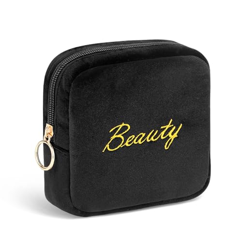 Image of Flannel Sanitary Napkin Storage Bags Menstrual Cup Pouch Portable Zipper Nursing Pad Holder Tampons Collect Bags Feminine Menstruation First Period Kit Bag for Women Black