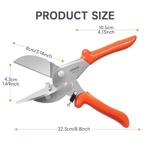 Image of TOWOT Sharp Multi Angle Miter Shear Cutter, Adjustable at 45 To 135 Degree With Safety Lock Hand Tools for Cutting Plastic, PVC and Molding Trim