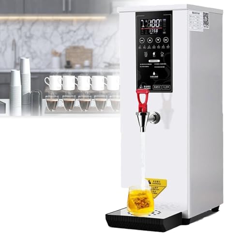 Distributeur d'eau Chaude Électrique, Chaudière en Acier Inoxydable avec Contrôle De Température par Paliers (104-212 °F) pour Thé Boba, Café, Bureau Et Restaurant,White
