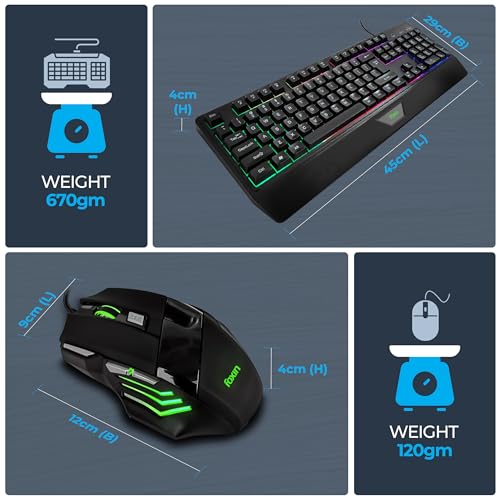 Foxin Endeavour Gaming Keyboard Mouse Combo Wired | Rainbow Backlight | Breathing LED Mouse with 3600 DPI | Membrane Keyboard - Image 5