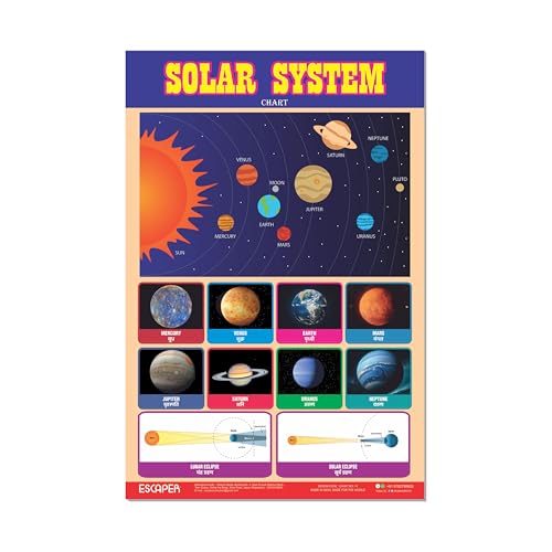 Image of ESCAPER Solar System Educational Charts for Kids Learning (11.5 x 17.5 inches), Study Material, Learning Books, Educational Posters