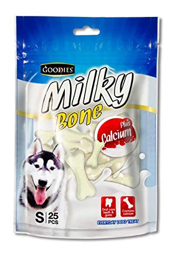 Image of Goodies Dog Treats Milky Bone, Made of Tapioca Starch, Whey Powder & Chicken Powder, Promote Strong Bones, Milk 25in1 (6 x 250gm) Sold by DogsNCats